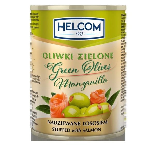 Helcom OLIWKI ZIELONE NADZIEWANE ŁOSOSIEM łosoś 300ml puszka