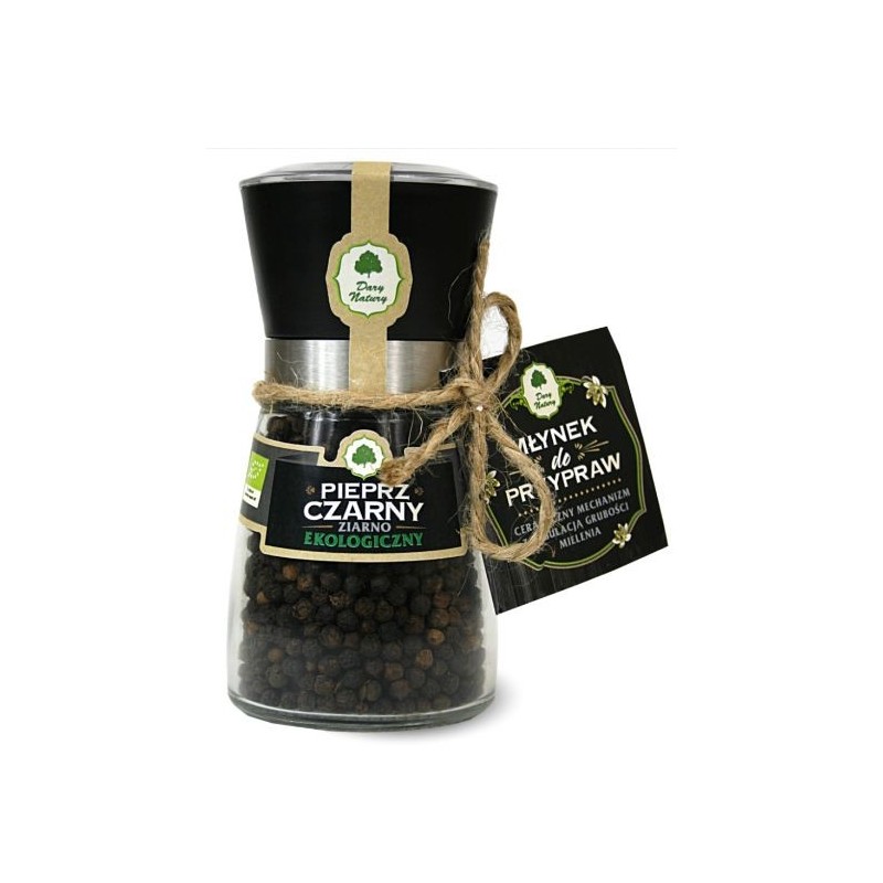 PIEPRZ CZARNY ziarno ziarnisty EKOLOGICZNY 90g + MŁYNEK w