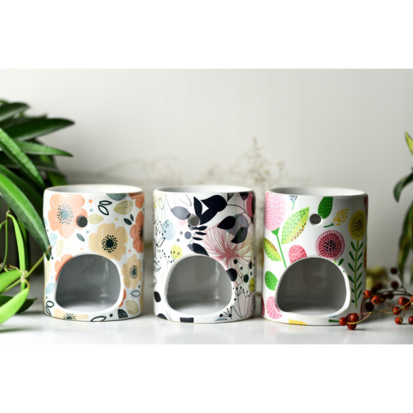 KOMINEK zapachowy CERAMICZNY na olejki woski tea lighty KOLOROWY kwiaty KOMINEK zapachowy CERAMICZNY na olejki woski tea lighty KOLOROWY kwiaty