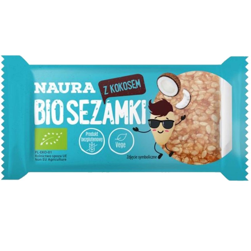 Naura BIO SEZAMKI Z KOKOSEM kokosowe27g BEZ GLUTENU