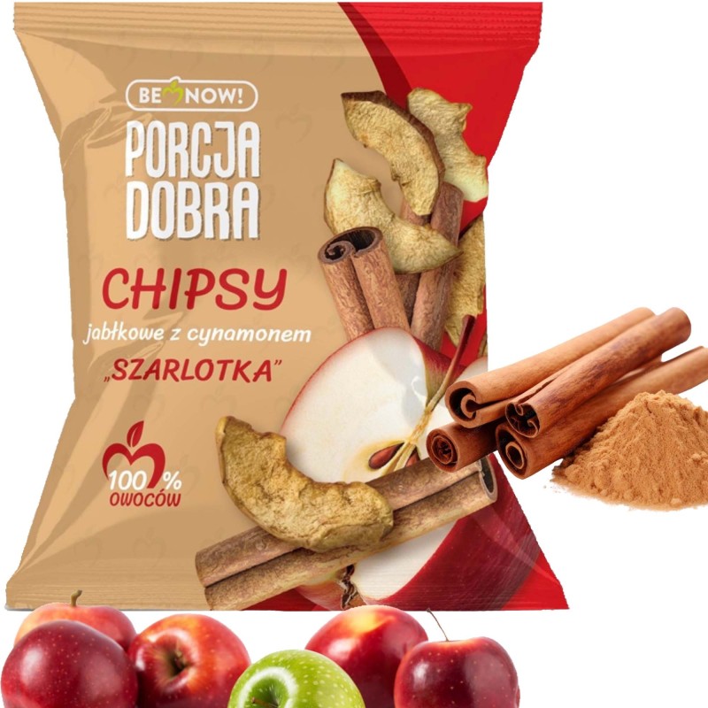 PORCJA DOBRA Chipsy jabłkowe z cynamonem SZARLOTKA bez