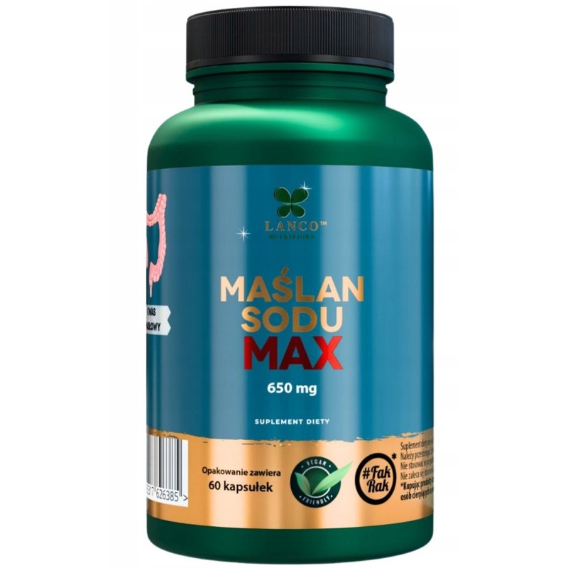 Lanco MAŚLAN SODU MAX 1300mg w porcji 60kaps wparcie