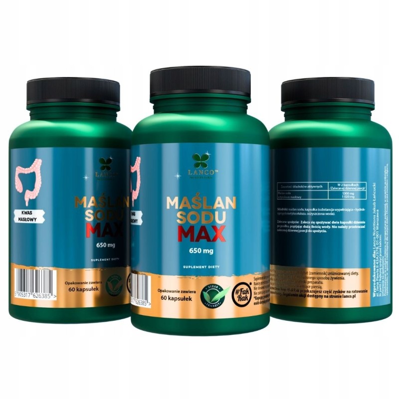 Lanco MAŚLAN SODU MAX 1300mg w porcji 60kaps wparcie