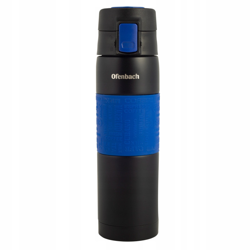 KUBEK TERMICZNY BIDON TERMOS 480ml NIEBIESKI sportowy stalowy OFENBACH