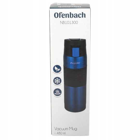 KUBEK TERMICZNY BIDON TERMOS 480ml NIEBIESKI sportowy stalowy OFENBACH KUBEK TERMICZNY BIDON TERMOS 480ml NIEBIESKI sportowy stalowy OFENBACH