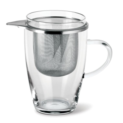 SZKLANKA Z METALOWYM ZAPARZACZEM żaroodporna 400ml