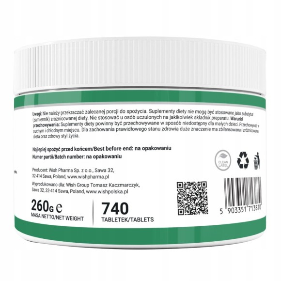 CHLORELLA 740 tabletek WISH pomoc OCZYSZCZENIE ODPORNOŚĆ