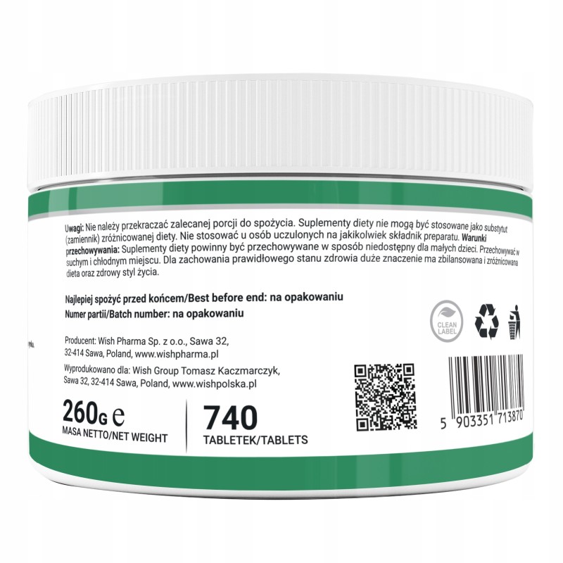 CHLORELLA 740 tabletek WISH pomoc OCZYSZCZENIE ODPORNOŚĆ
