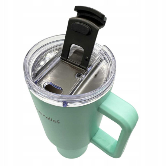 KUBEK TERMICZNY na WODĘ ZE SŁOMKĄ 1200ml 1,2L DUŻY miętowy KAMILLE KM2175