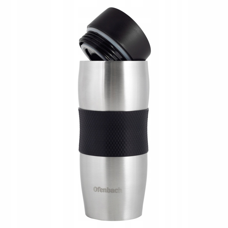 KUBEK TERMICZNY TERMIN BIDON 380ml SZARO-CZARNY OFENBACH stal nierdzewna