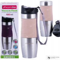 KUBEK TERMICZNY TERMOS BIDON 480ml BEŻOWY BEŻ Kamille KM 2051 stal silikon