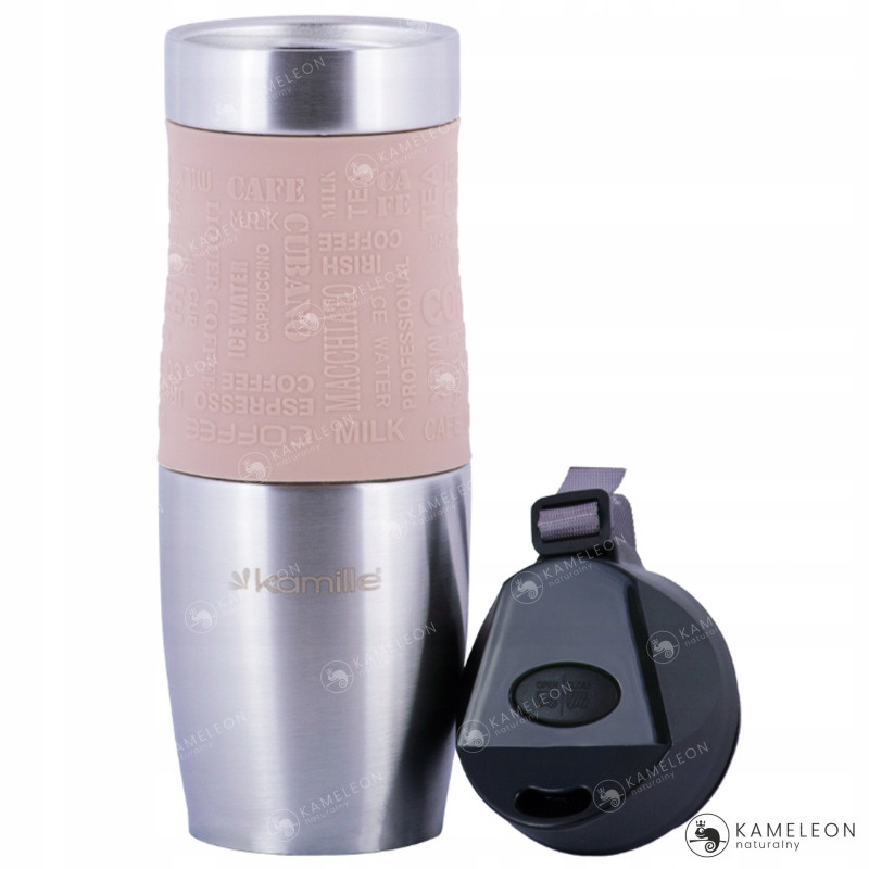 KUBEK TERMICZNY TERMOS BIDON 480ml BEŻOWY BEŻ Kamille KM 2051 stal silikon