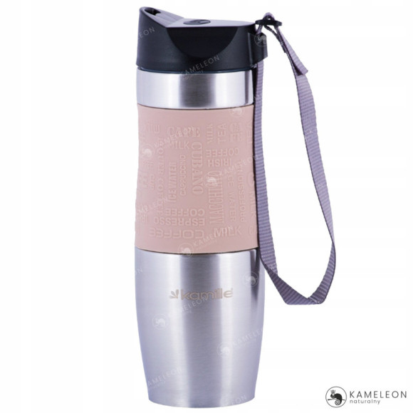 KUBEK TERMICZNY TERMOS BIDON 480ml BEŻOWY BEŻ Kamille KM 2051 stal silikon