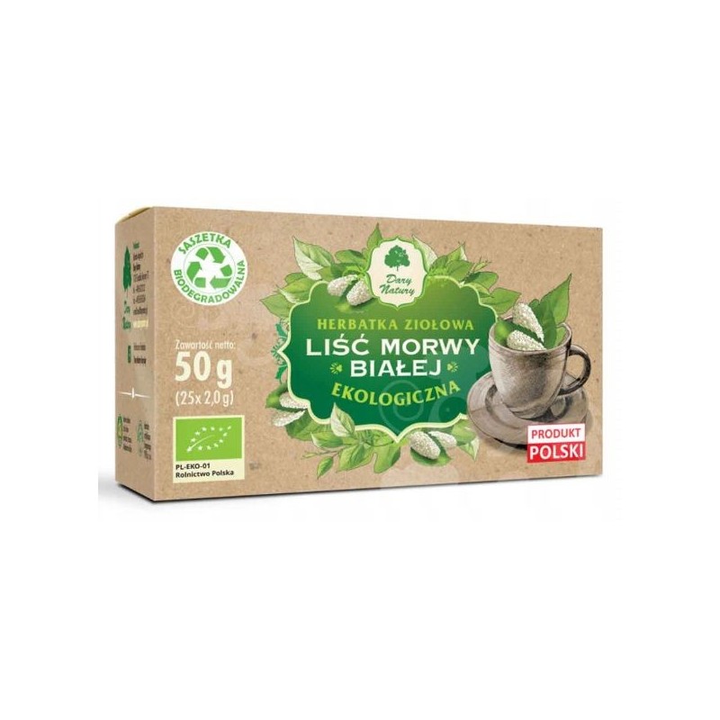 MORWA BIAŁA liść MORWY BIAŁEJ herbatka 25 saszetek EKO 50g
