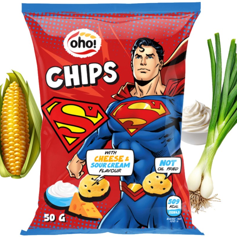 OHO! CHIPSY KUKURYDZIANE SER ŚMIETANKA SUPERMAN 50 g