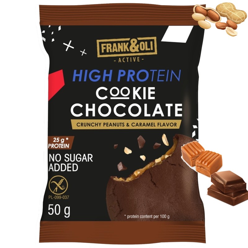 Frank&Oli CIASTKO PROTEINOWE CHOCOLATE Orzech i Karmel BEZ