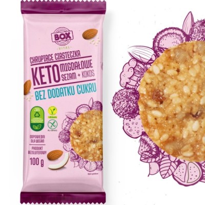 BOX KETO WEGAŃSKIE MIGDAŁOWE CIASTECZKA BEZ CUKRU LAKTOZY