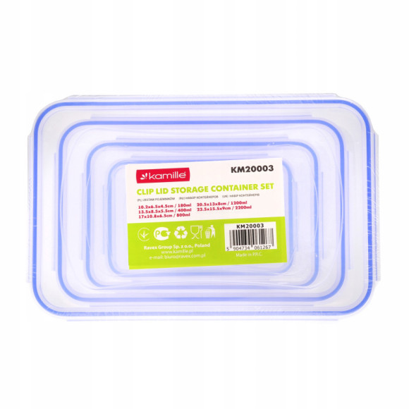 POJEMNIKI NA ŻYWNOŚĆ PLASTIKOWE PUDEŁKA 5szt: 180 400 800 1,2L 2,2L KAMILLE POJEMNIKI NA ŻYWNOŚĆ PLASTIKOWE PUDEŁKA 5szt: 180 400 800 1,2L 2,2L KAMILLE