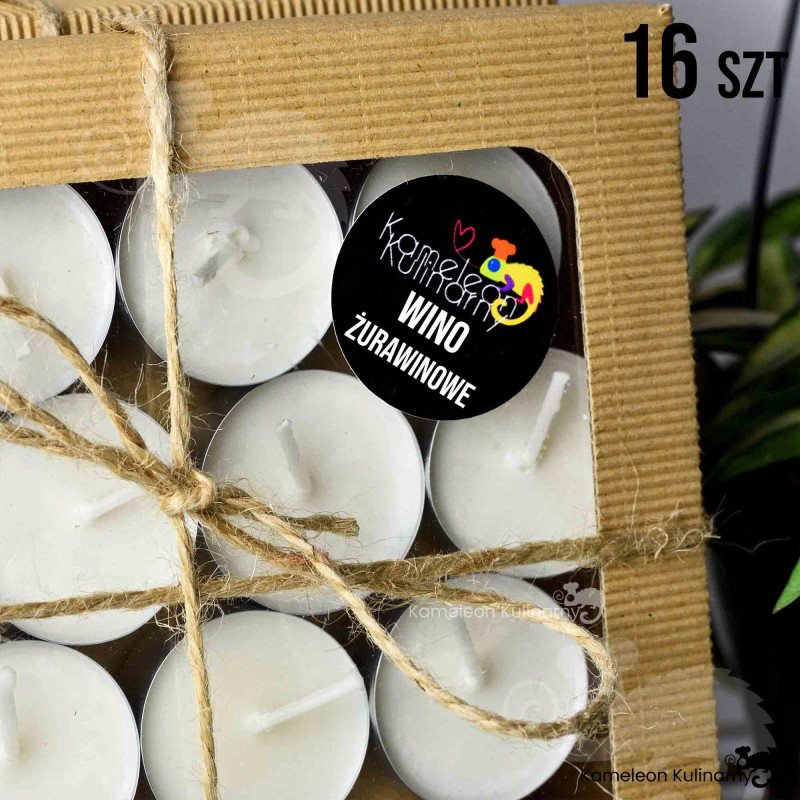 SOJOWE PODGRZEWACZE tealight WINO ŻURAWINOWE 16szt