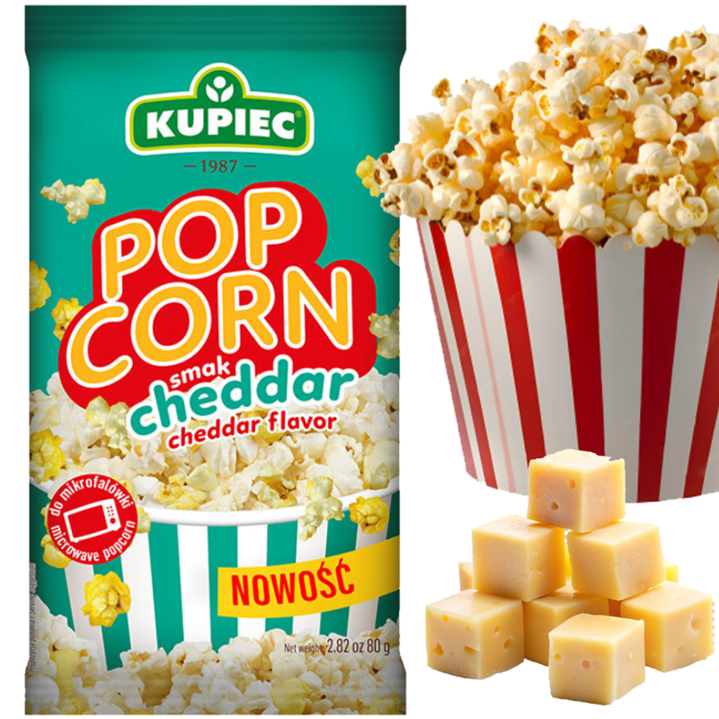 Kupiec POPCORN o smaku CHEDDAR do mikrofalówki SEROWA