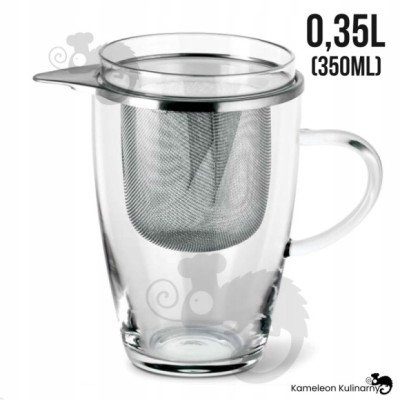 SZKLANKA Z METALOWYM ZAPARZACZEM żaroodporna 350ml