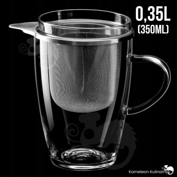 SZKLANKA Z METALOWYM ZAPARZACZEM żaroodporna 350ml SZKLANKA Z METALOWYM ZAPARZACZEM żaroodporna 350ml
