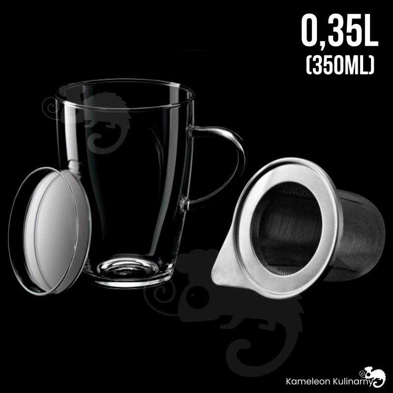 SZKLANKA Z METALOWYM ZAPARZACZEM żaroodporna 350ml