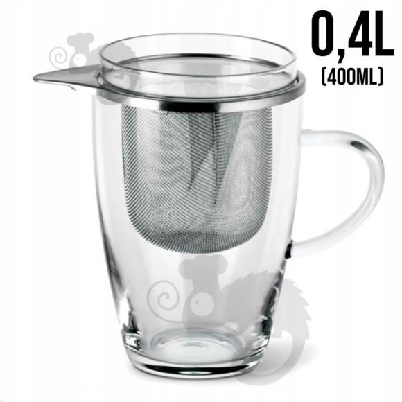 SZKLANKA Z METALOWYM ZAPARZACZEM żaroodporna 400ml SZKLANKA Z METALOWYM ZAPARZACZEM żaroodporna 400ml