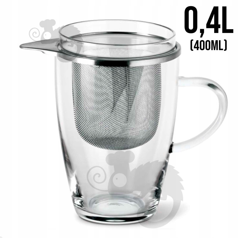SZKLANKA Z METALOWYM ZAPARZACZEM żaroodporna 400ml