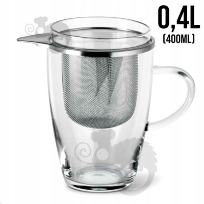 SZKLANKA Z METALOWYM ZAPARZACZEM żaroodporna 400ml