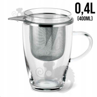 SZKLANKA Z METALOWYM ZAPARZACZEM żaroodporna 400ml