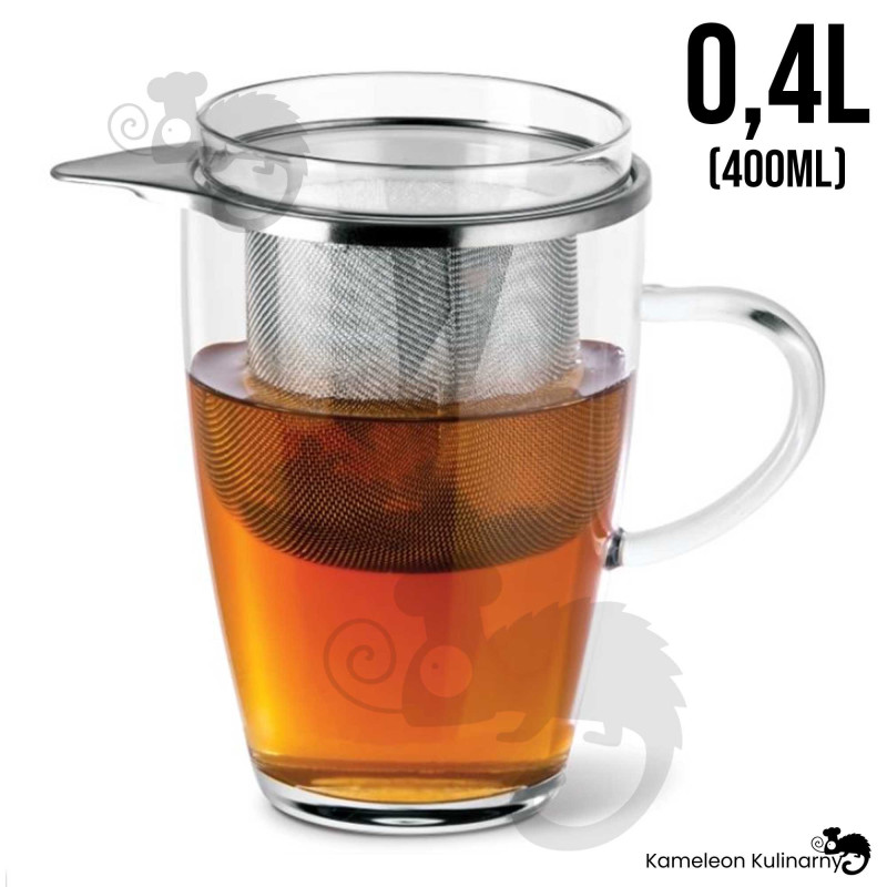 SZKLANKA Z METALOWYM ZAPARZACZEM żaroodporna 400ml