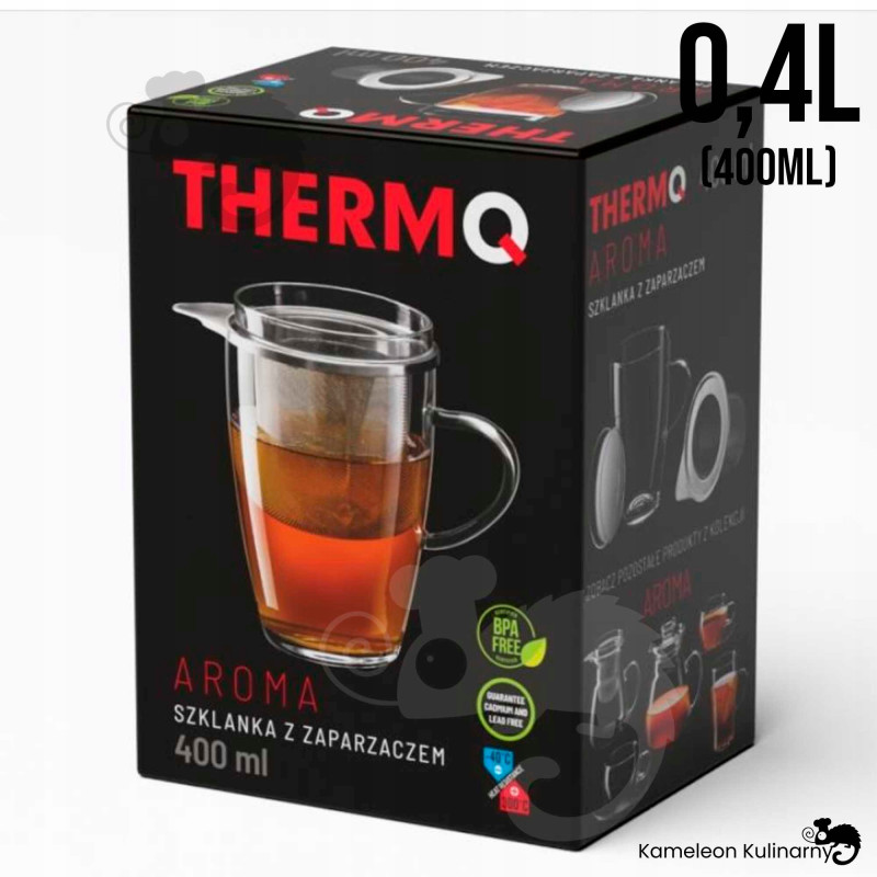 SZKLANKA Z METALOWYM ZAPARZACZEM żaroodporna 400ml