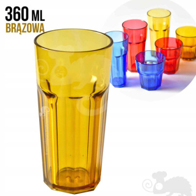 SZKLANKA Z POLIWĘGLANU nietłukąca BRĄZOWA 360ml
