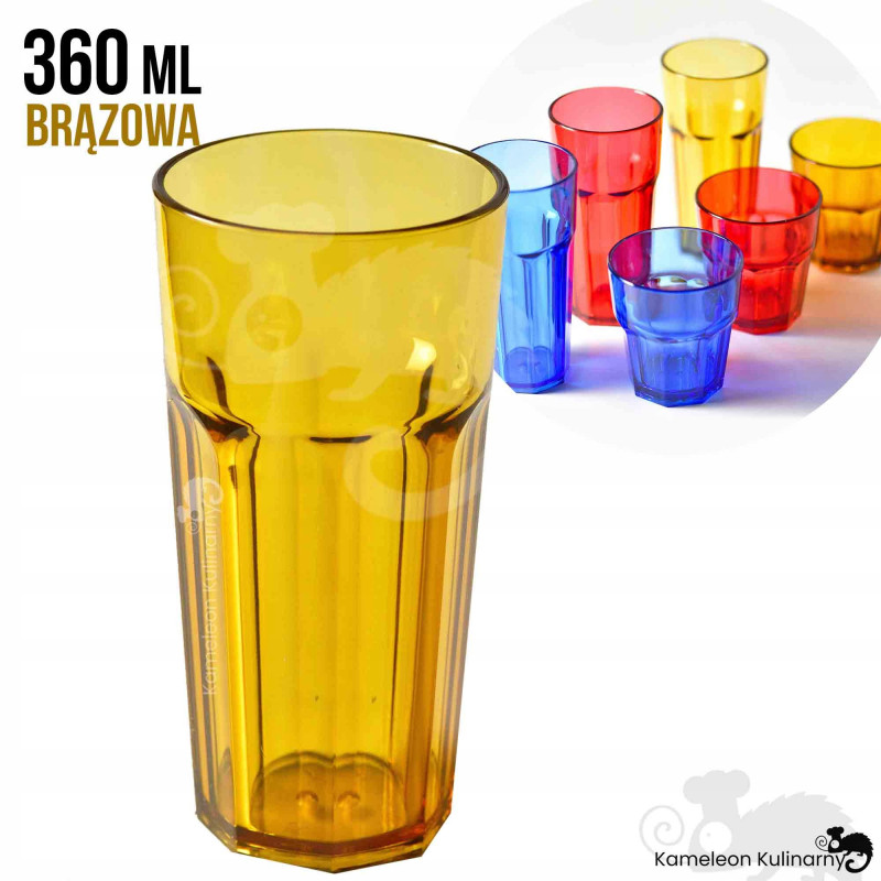 SZKLANKA Z POLIWĘGLANU nietłukąca BRĄZOWA 360ml