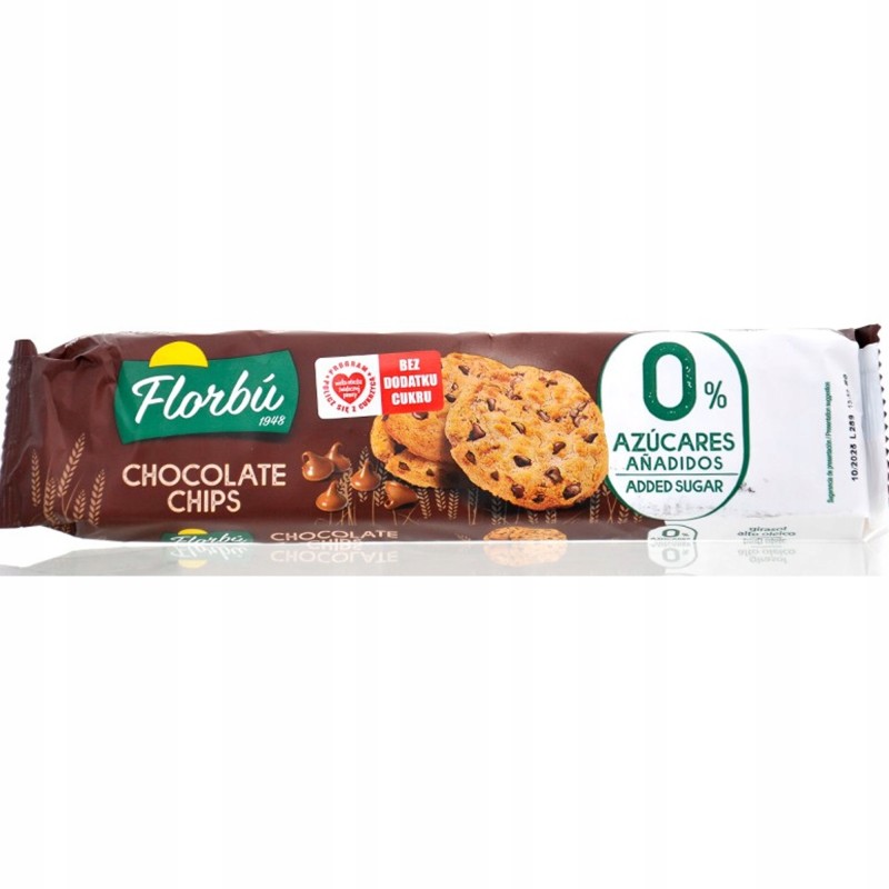 FLORBU Ciastka z kawałkami czekolady BEZ CUKRU 120G