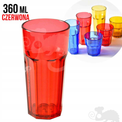SZKLANKA Z POLIWĘGLANU nietłukąca CZERWONA 360ml