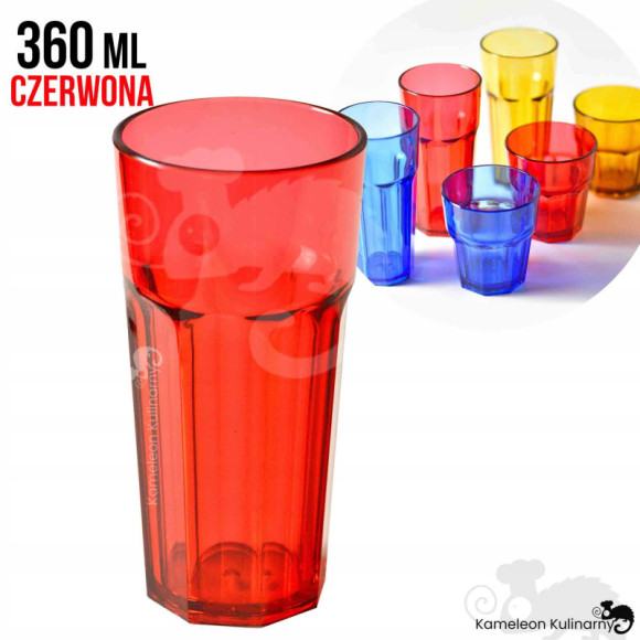 SZKLANKA Z POLIWĘGLANU nietłukąca CZERWONA 360ml SZKLANKA Z POLIWĘGLANU nietłukąca CZERWONA 360ml