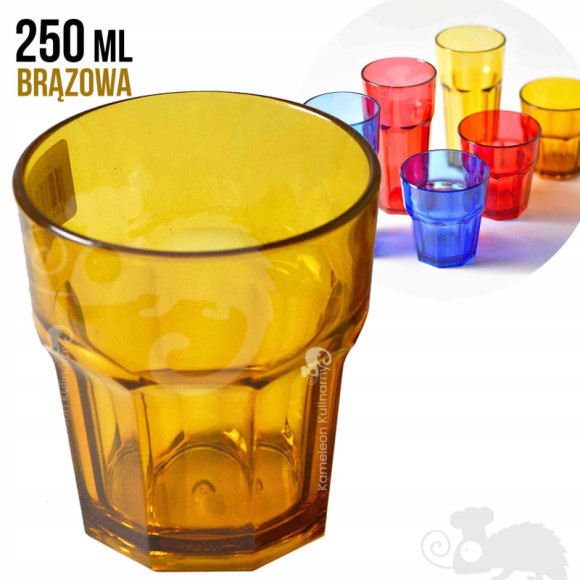 SZKLANKA Z POLIWĘGLANU poliwęglan nietłukąca BRĄZOWA BRĄZ 250ml 0,25L SZKLANKA Z POLIWĘGLANU poliwęglan nietłukąca BRĄZOWA BRĄZ 250ml 0,25L