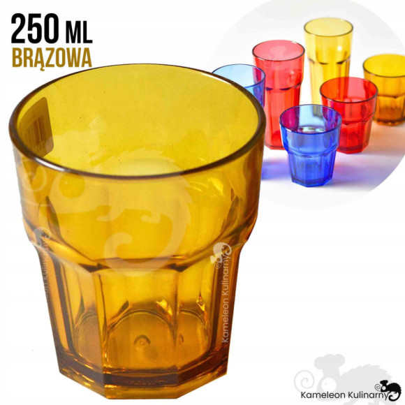 SZKLANKA Z POLIWĘGLANU poliwęglan nietłukąca BRĄZOWA BRĄZ 250ml 0,25L SZKLANKA Z POLIWĘGLANU poliwęglan nietłukąca BRĄZOWA BRĄZ 250ml 0,25L