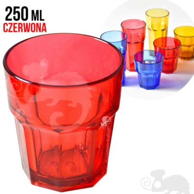 SZKLANKA Z POLIWĘGLANU poliwęglan nietłukąca CZERWONA CZERWIEŃ 250ml 0,25L