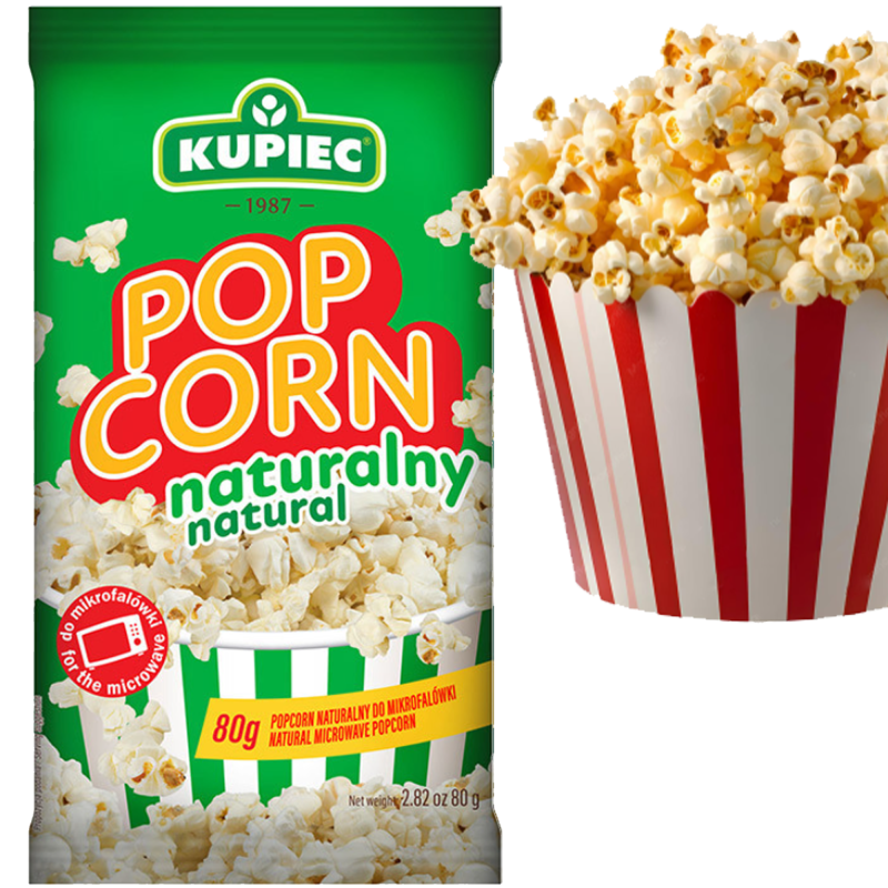 Kupiec POPCORN NATURALNY do mikrofalówki 80g
