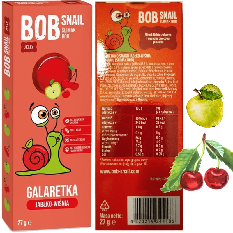 BOB SNAIL JELLY WIŚNIA 27g