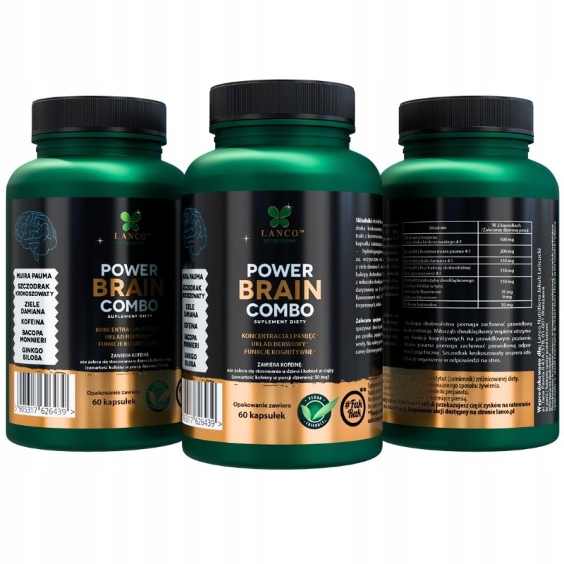 Lanco POWER BRAIN COMBO Nootropiki 60kaps wsparcie: PAMIĘĆ