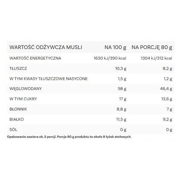 OneDayMore MUSLI OWOCOWE 400g Liofilizowana truskawka i