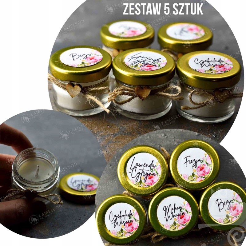 ŚWIECA SOJOWA ŚWIECZUSZKA ZESTAW KWIATOWY 5 sztuk