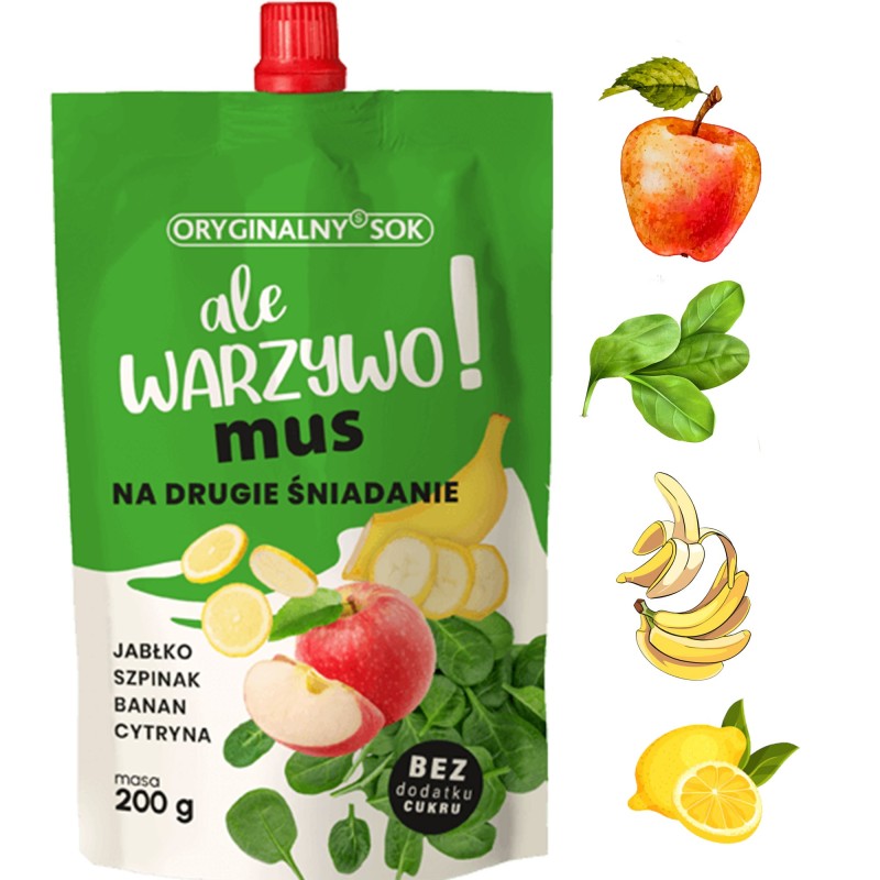 CO ZA WARZYWO MUS NA DRUGIE ŚNIADANIE Jabłko Szpinak Banan