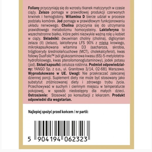 Yango PREGNA STEP 2 ŻELAZO Z ŻELAZEM 60kps wsparcie: CIĄŻA