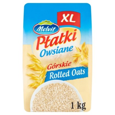 Melvit PŁATKI OWSIANE GÓRSKIE XXL 1000g 1KG źródło błonnika