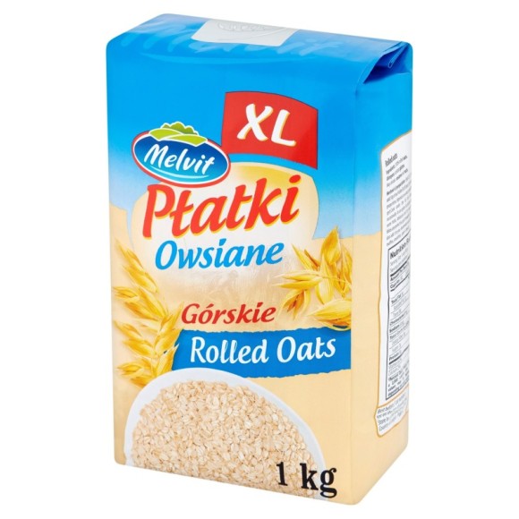Melvit PŁATKI OWSIANE GÓRSKIE XXL 1000g 1KG źródło błonnika